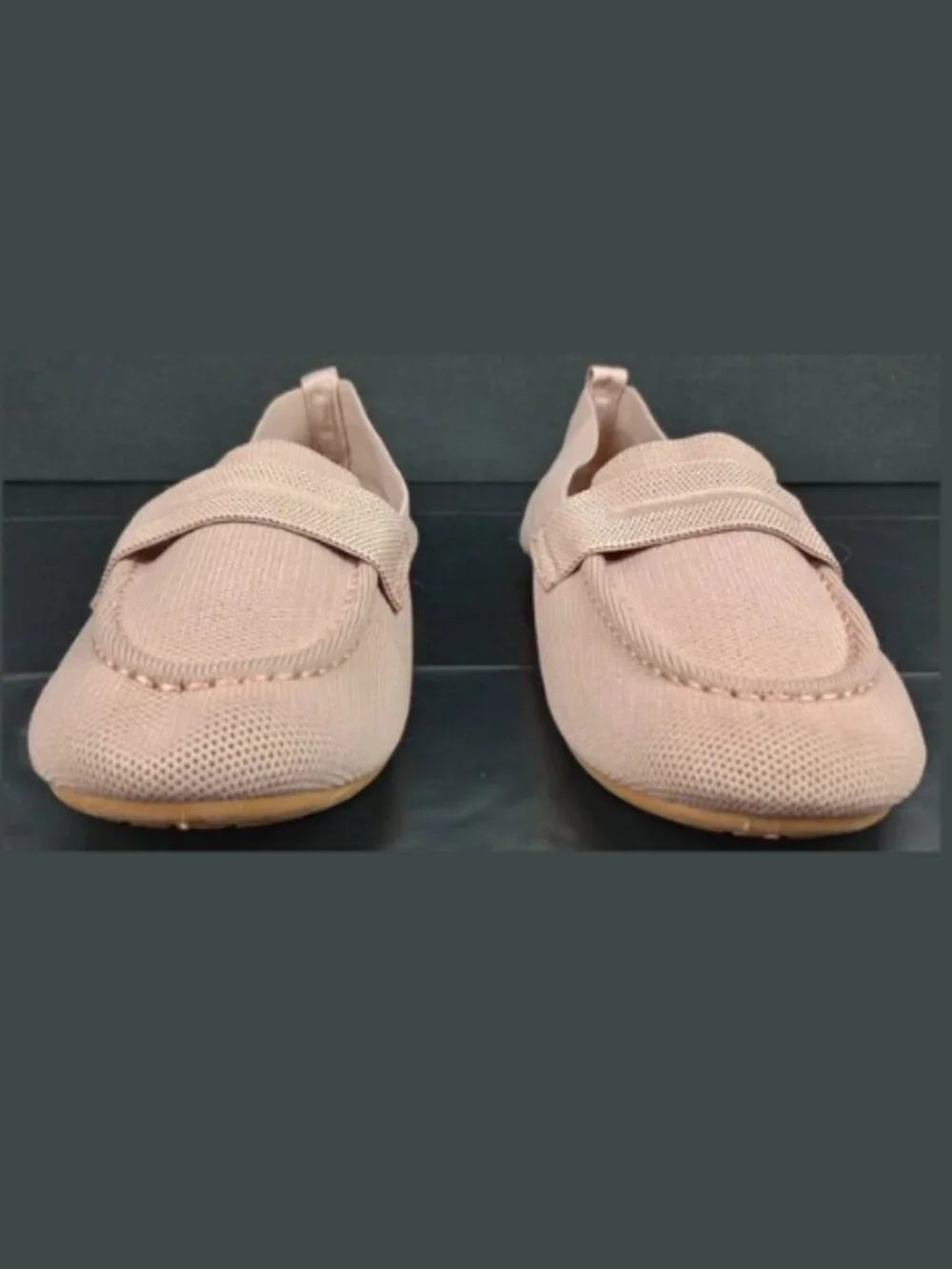 Gloria Vanderbilt Womens 10 Pink Nude Knit Mesh Slip On Penny Loafer Flats Shoes